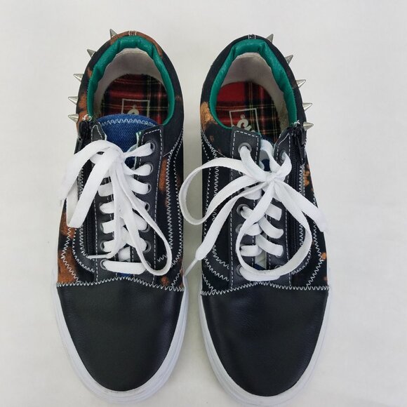 Vans Old Skool Shoes Men's 9 Women's 10.5 Zip Tartan Daze Acid Tie Dye Spikes - Picture 4 of 16